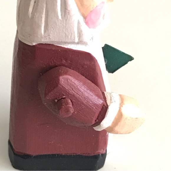 Hand Painted Wooden Santa Claus Carrying a Metal Christmas Tree VTG Ornament - Picture 10 of 15